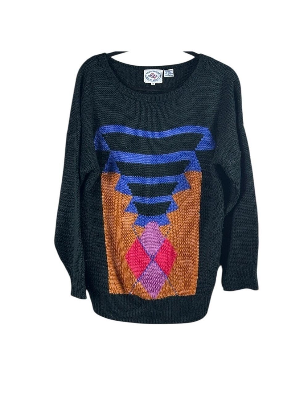 Vintage 80’s Wayne Roger’s Wool Geometric Oversized Sweater Size M